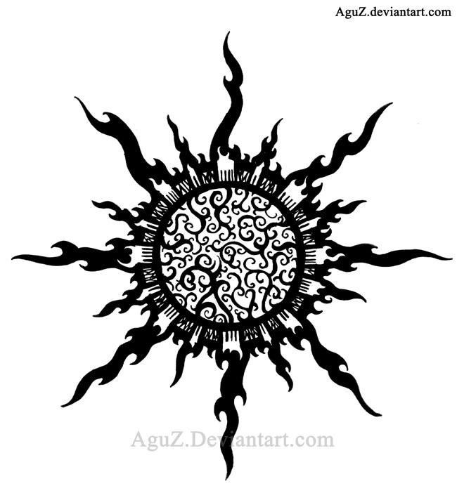 Tribal Sun tattoo design by AguZ