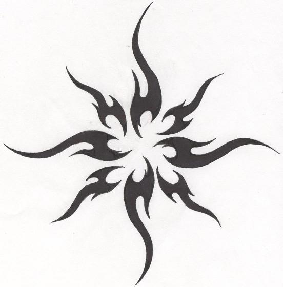 Tribal flower shared sun tattoo design