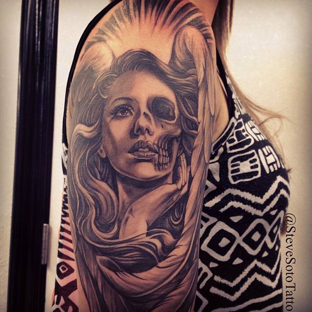 Zombie Girl’s tattoo on half sleeve by Steve Soto Tattoo Art