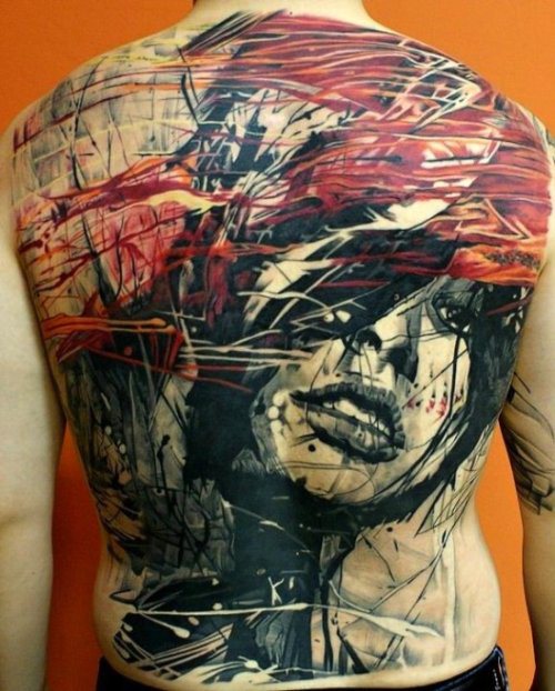 Abstract Tattoo On Full Back