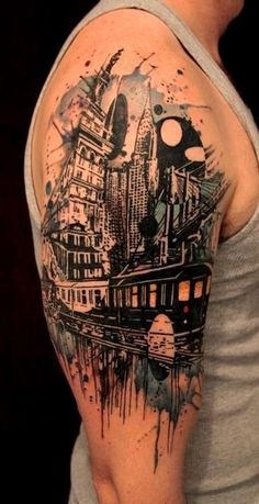 Abstract Tattoo On Man Right Half Sleeve