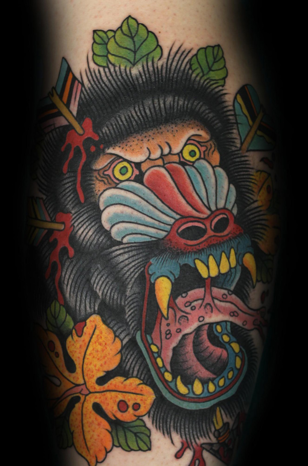 Angry Baboon Tattoo Design