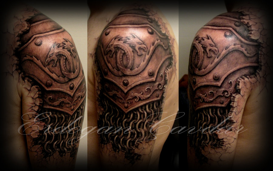 Awesome Armor Tattoo on Shoulder