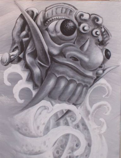 Barong Mask Tattoo Design By Darrin White