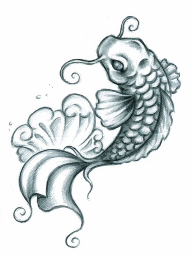 Beautiful Koi fish tattoo drawing