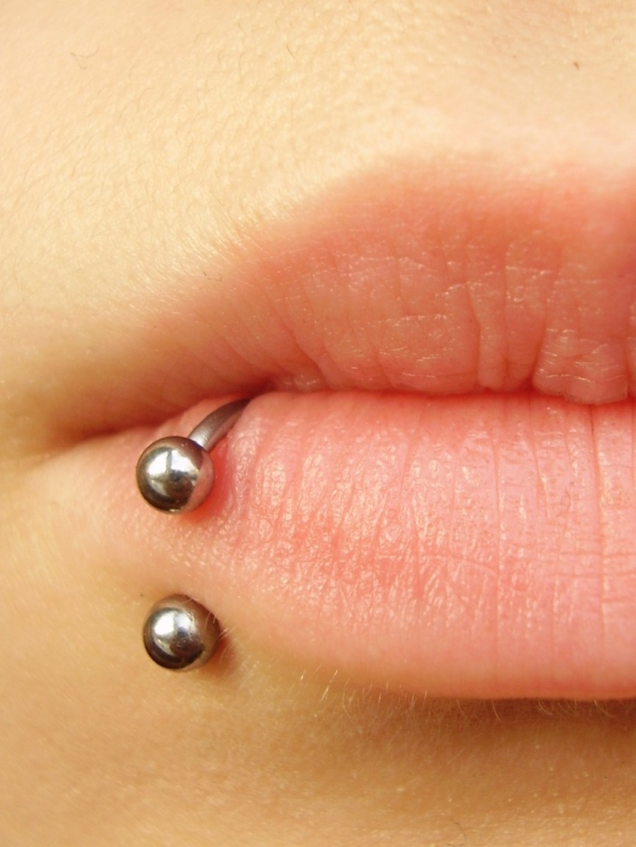 Beautiful Lip Piercing Closeup Image