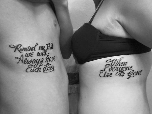 Beautiful Quote Couple Tattoos On Rib Cage
