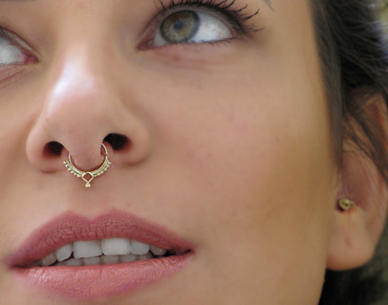 Beautiful Septum Piercing With Gold Jewellery