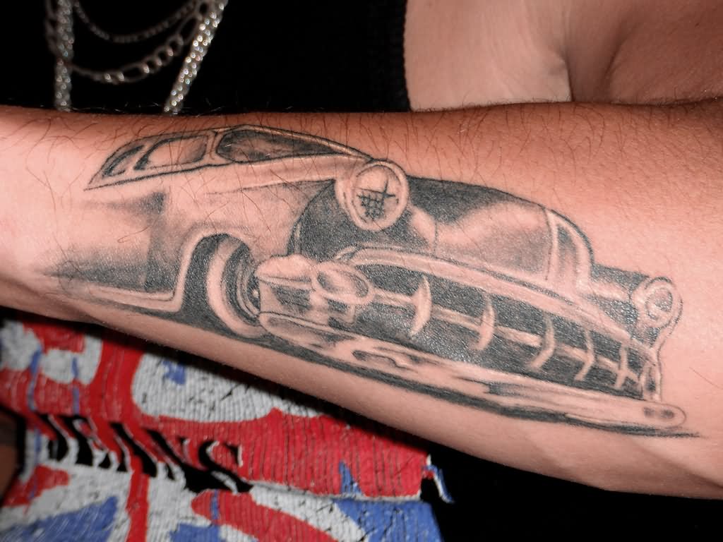 Black And Grey Car Tattoo Image For Men