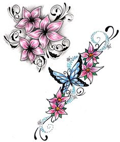 Color Flowers Tattoo Design Idea