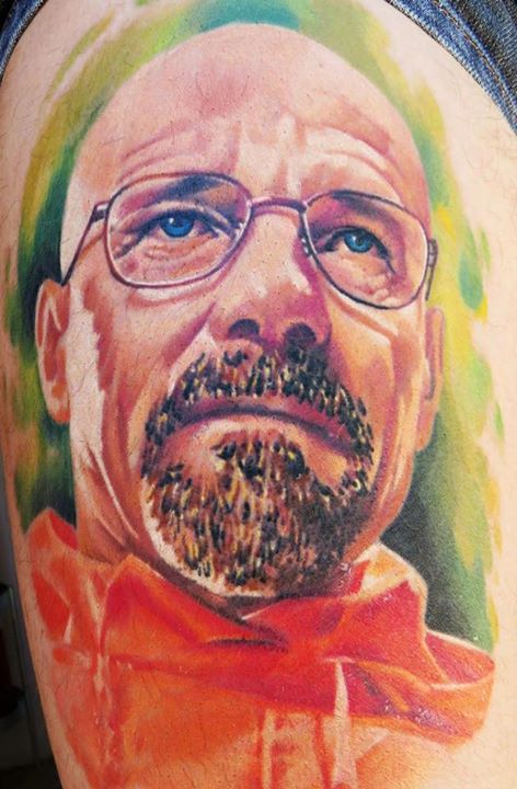 Color Walter White Portrait Tattoo