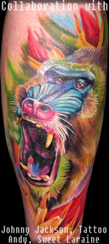 Colorful Mandril Tattoo Design