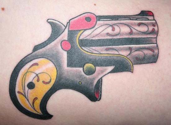 Cute Colorful Pistol Tattoo Image