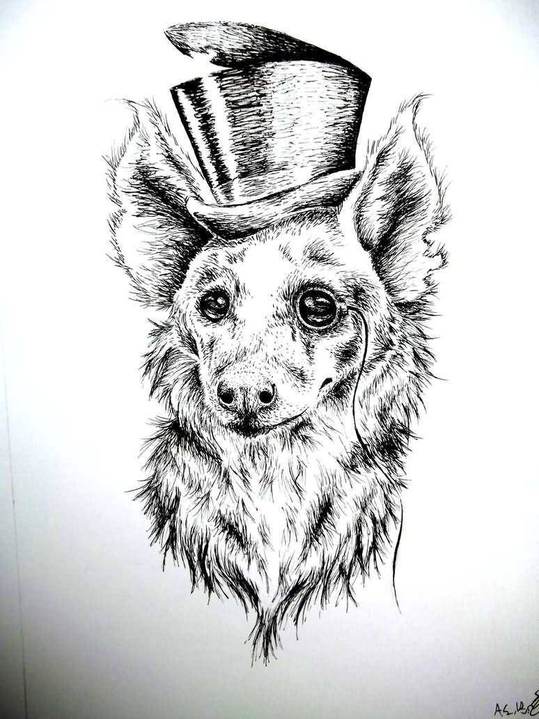 Cute Hyena Tattoo Sketch By RaiynClowd
