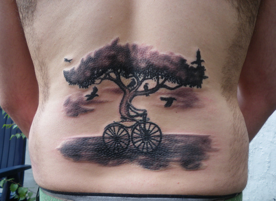 Cycle Tree Tattoo On Back by Zakknoir