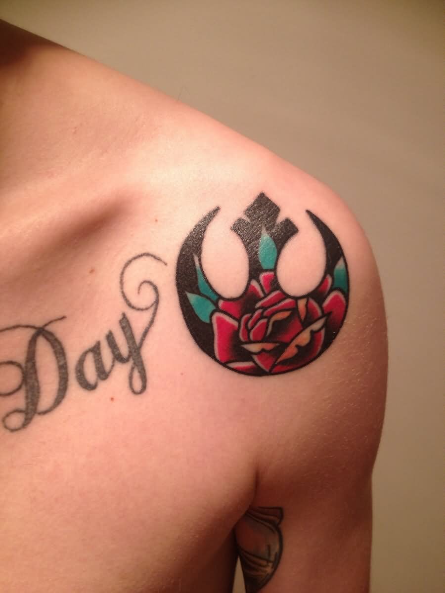 Day Rebel Alliance Tattoo On Shoulder