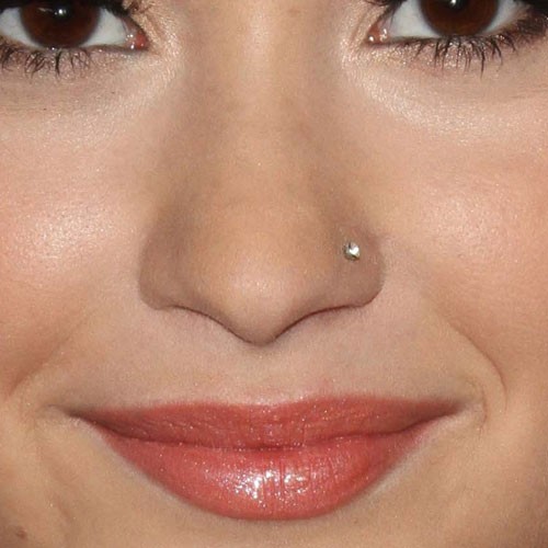 Demi Lovato Left Nostril Piercing Closeup Image