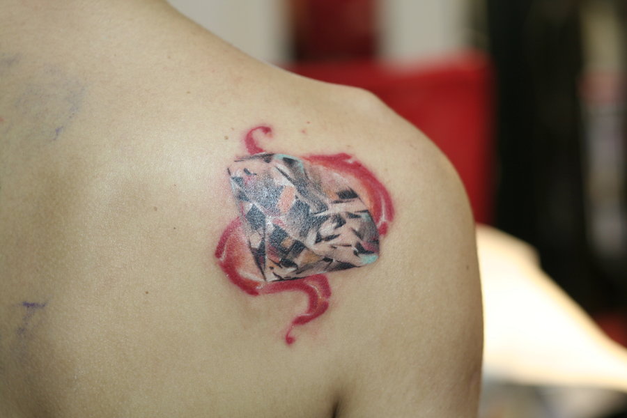 Diamond Tattoo On Right Back Shoulder By by 13sprezece