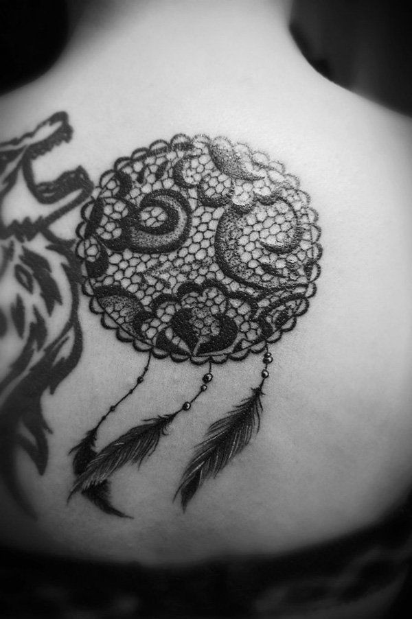 Dream Catcher Lace Tattoo On Back