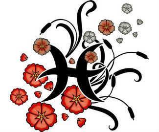 Flowers And Pisces Tattoo Idea