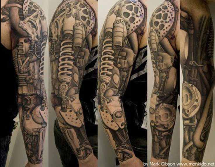 Full Sleeve Biomechanical Tattoo by Gibson