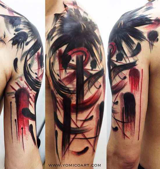 Man Left Sleeve Abstract Tattoo by Yomico Moreno
