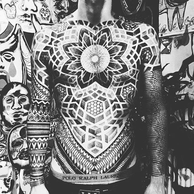 Mandala Tattoo On Front Body by Matt Black