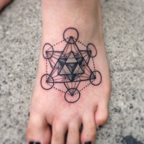 Metatrons cube tattoo on foot by James Skarvellis