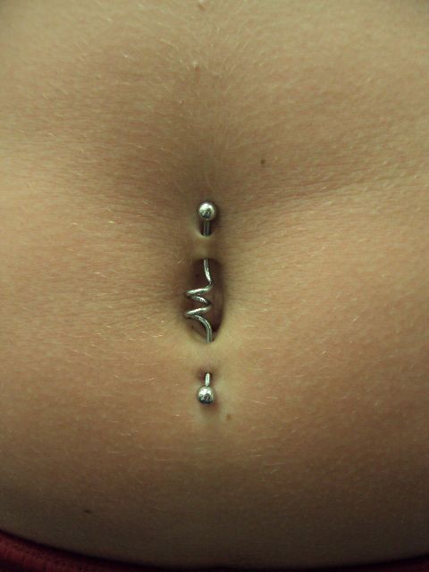Navel Belly Button Piercing With Spiral Barbell