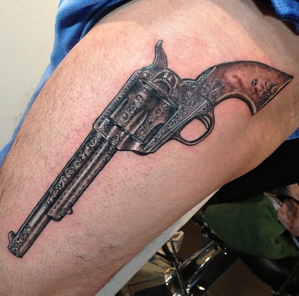 Nice Pistol Tattoo For Men