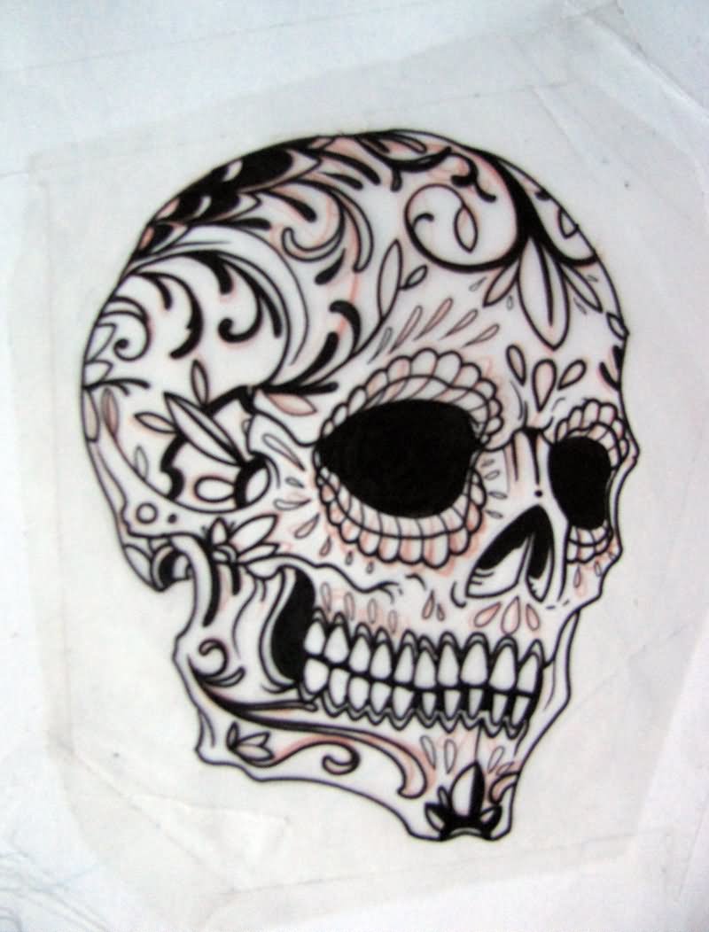Old School Sugar Skull Tattoo Design Idea