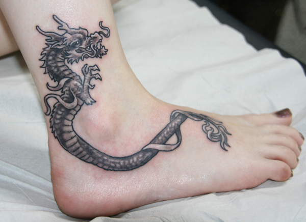 Oriental Dragon Tattoo On Ankle By Tuomaskoivurinne