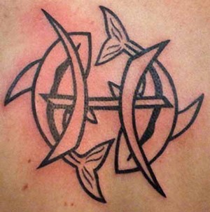 Outline Pisces Tribal Tattoo Image