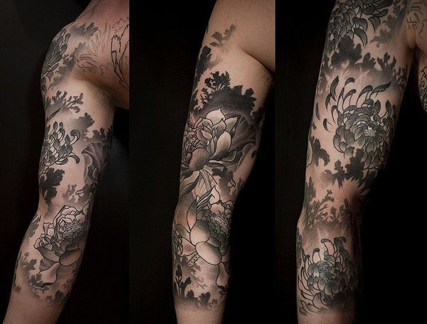 Peony Flower Tattoo On Arm For Men