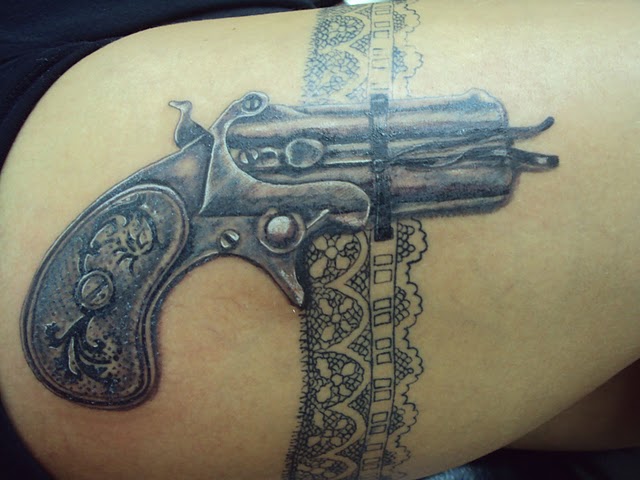 Realistic Pistol Tattoo Image