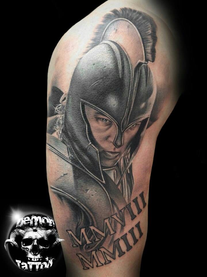 Realistic Warrior Achilles Tattoo on Shoulder