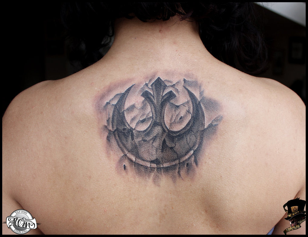 Rebel Alliance Tattoo On Upper Back by Darkartscolective