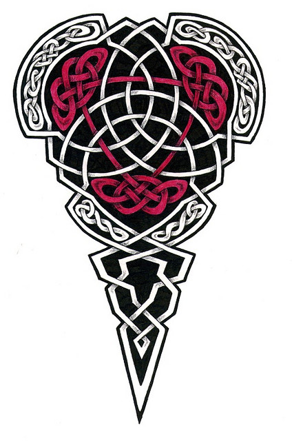 Red And Black Celtic Tattoo Design