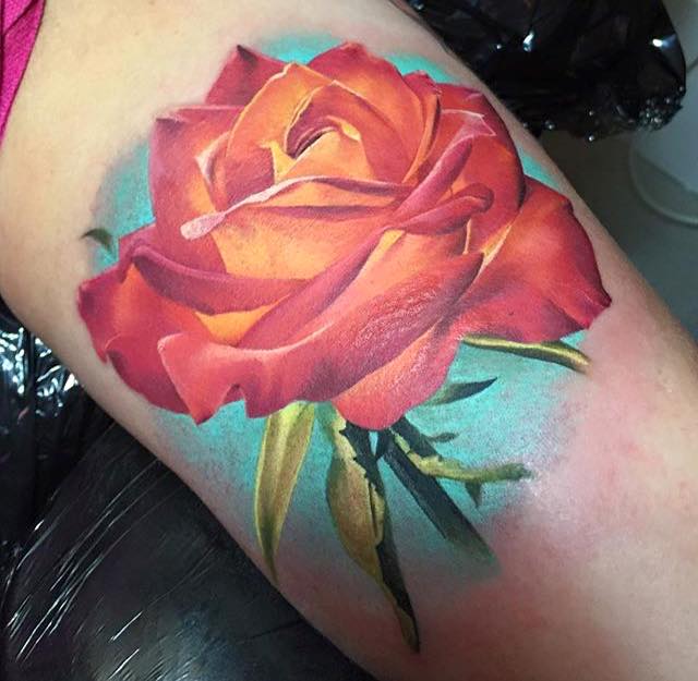 Red Rose Tattoo Design by Michelle Maddison