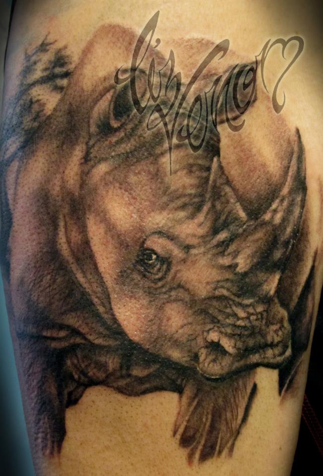 Rhino Tattoo Design by Liz Venom