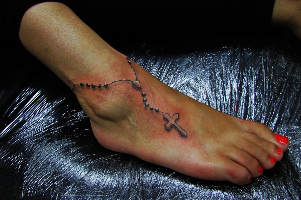 Rosary Tattoo On Ankle by Jadroart