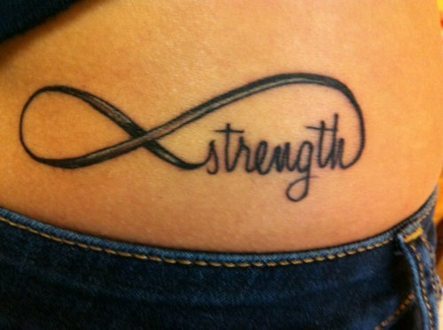 Strength Infinity Symbol Tattoo On Lower Back