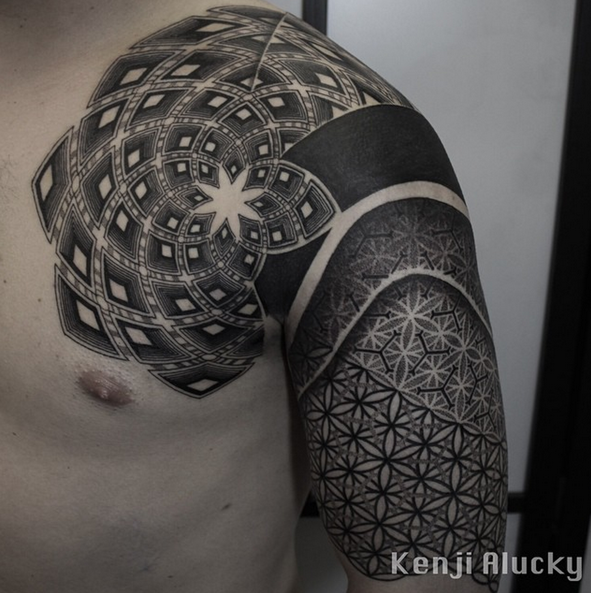 The flower  of life  Sacred Geometry Tattoo  on Shoulder 