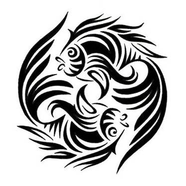 Tribal Goldfish Pisces Tattoo Design Stencil