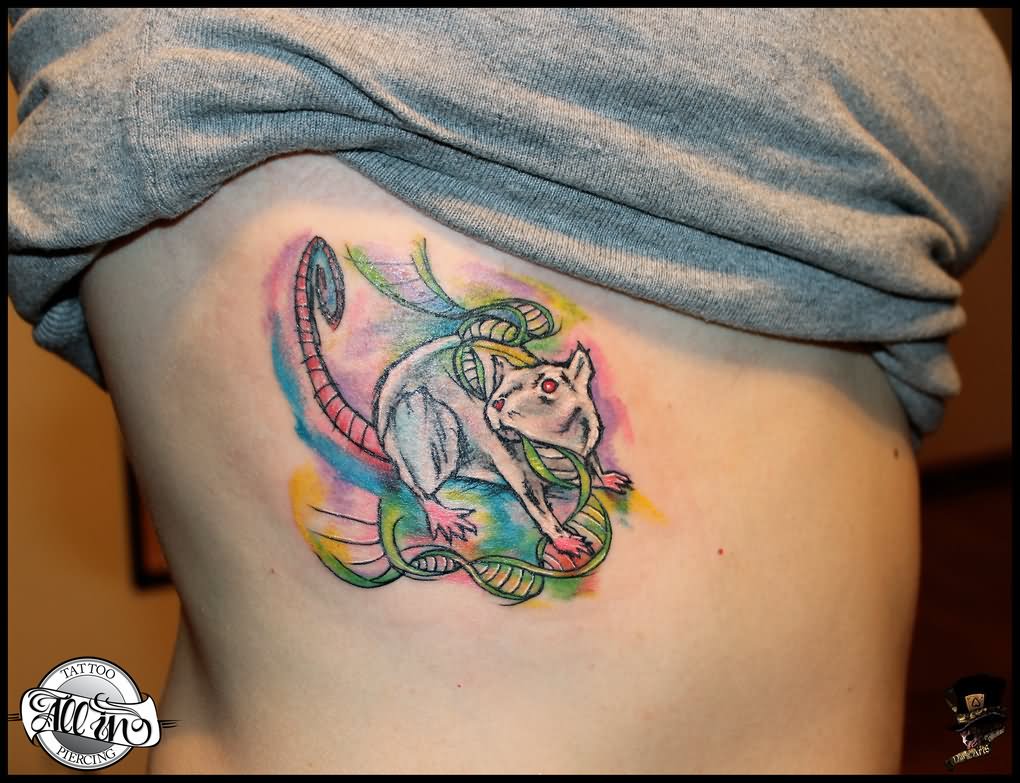 Watercolor rat tattoo by darkartscolective