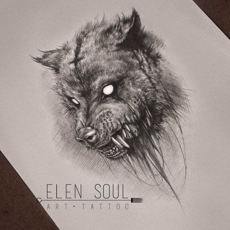 Wolf Tattoo Design By ElenSoul