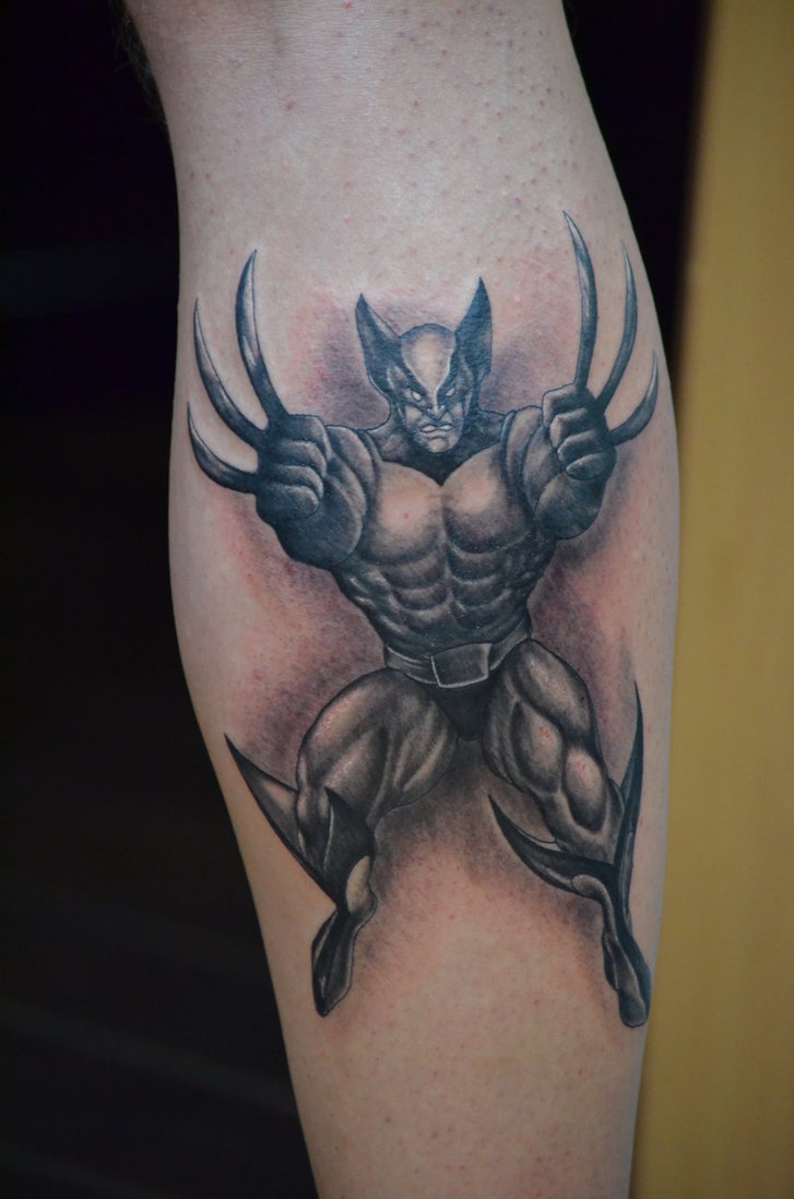 Wolverine tattoo on leg by zakknoir