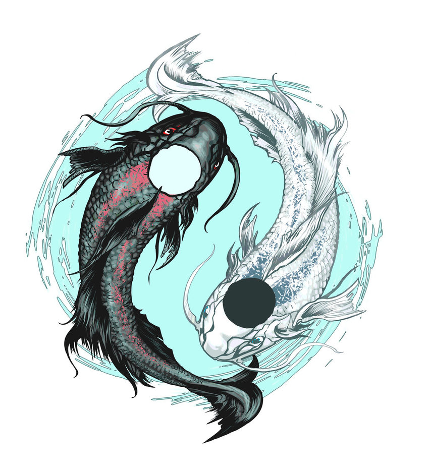 Yin Yang Koi Fish Tattoo Design by AenTheArtist