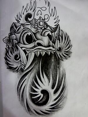 Awesome Barong Tattoo Design by Alvin Nurvindi