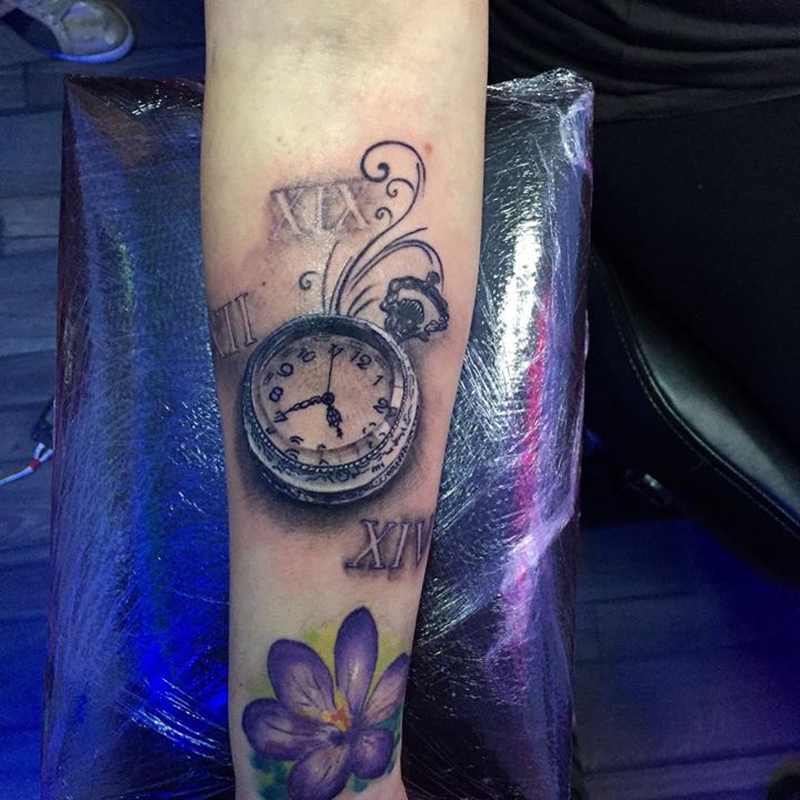 Black watch tattoo on forearm by ALEX GALLO